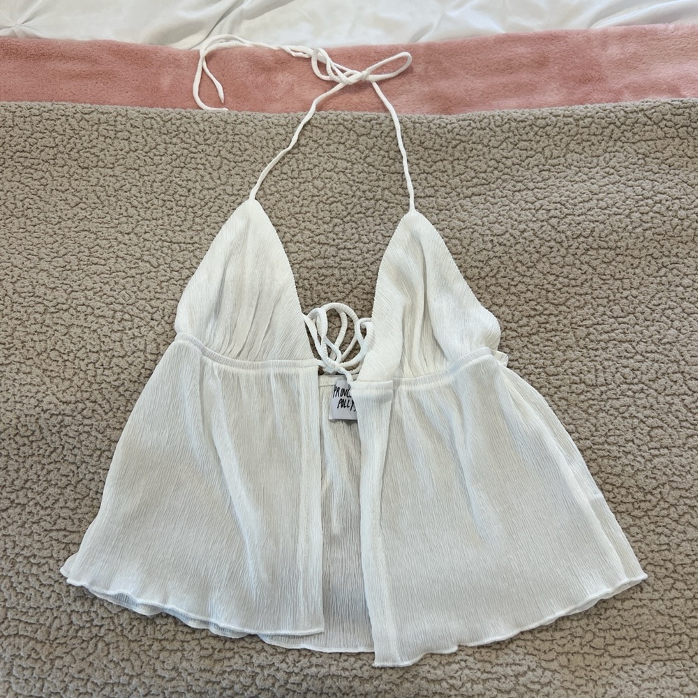 white halter neck with adjustable straps